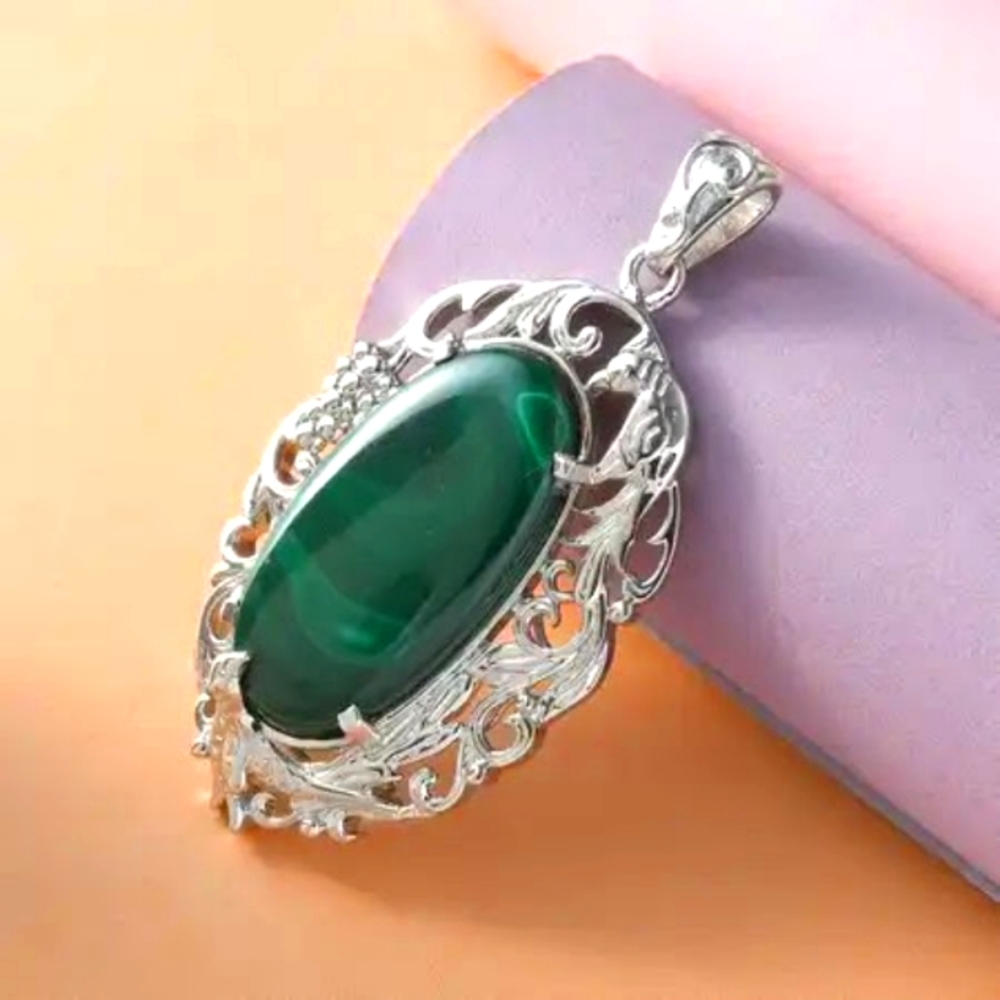 African Malachite Gemstone Pendant
